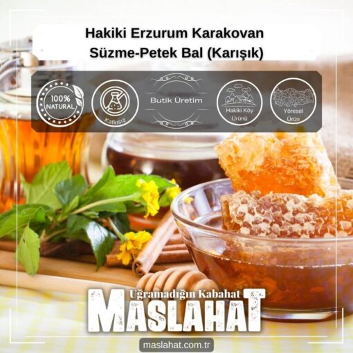 Hakiki Erzurum Karakovan Süzme-Petek Bal (Karışık)-1
