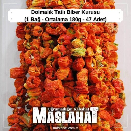 Dolmalık Tatlı Biber Kurusu (1 Bağ - Ortalama 180g - 47 Adet)-3