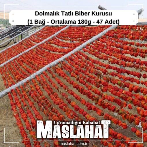 Dolmalık Tatlı Biber Kurusu (1 Bağ - Ortalama 180g - 47 Adet)-4