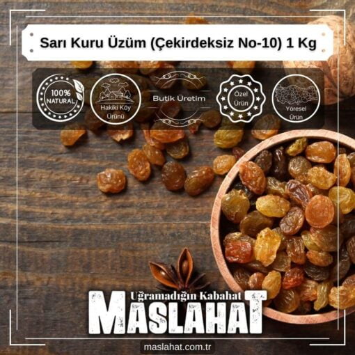 Sarı Kuru Üzüm (Çekirdeksiz No-10) 1 Kg-3